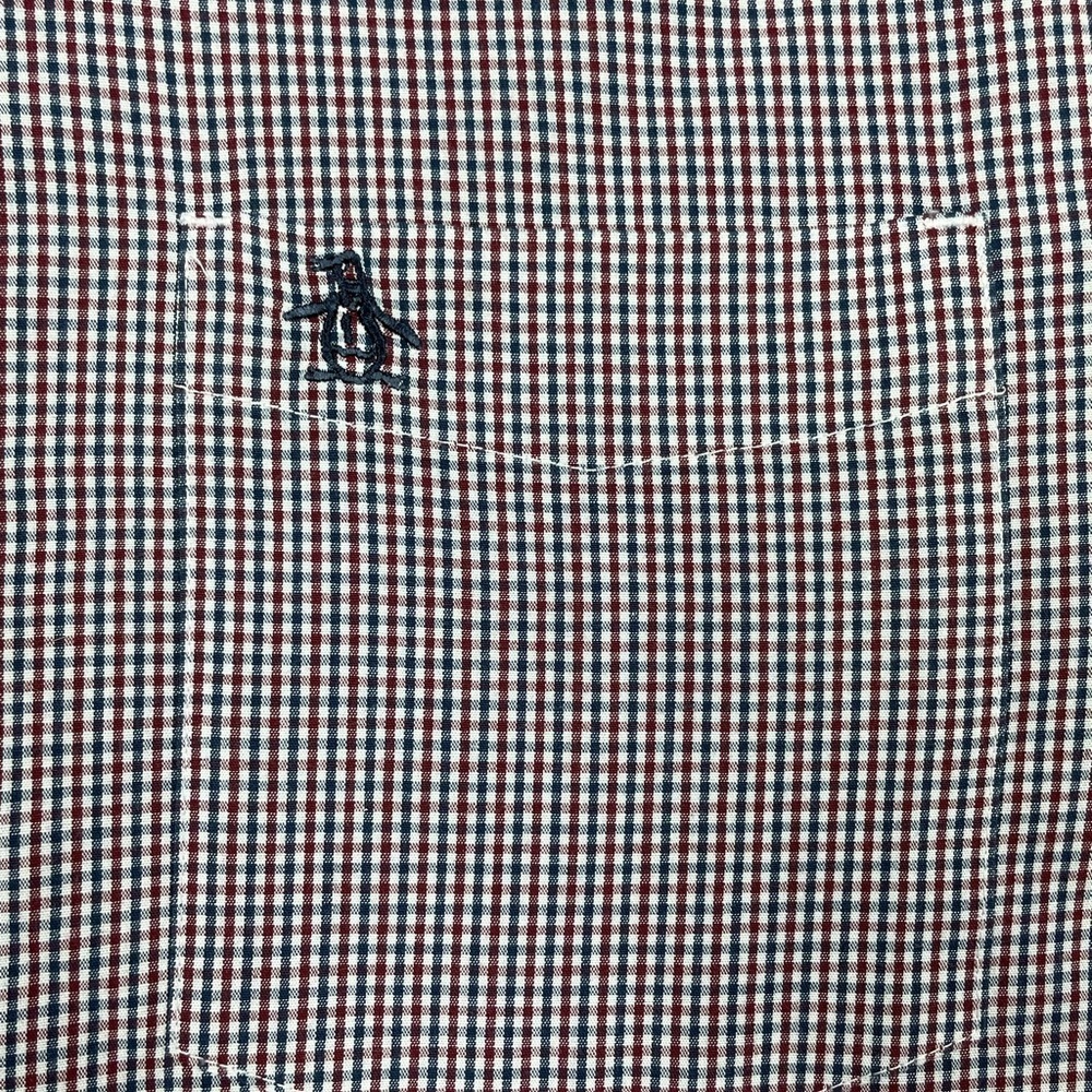 Mens long sleeve red, white, blue small plaid button down by Penguin size large - Picture 3 of 6